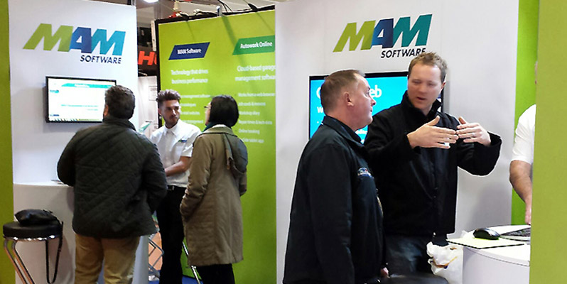 MAM software staff speak to customers and prospects at the Automechanica trade show
