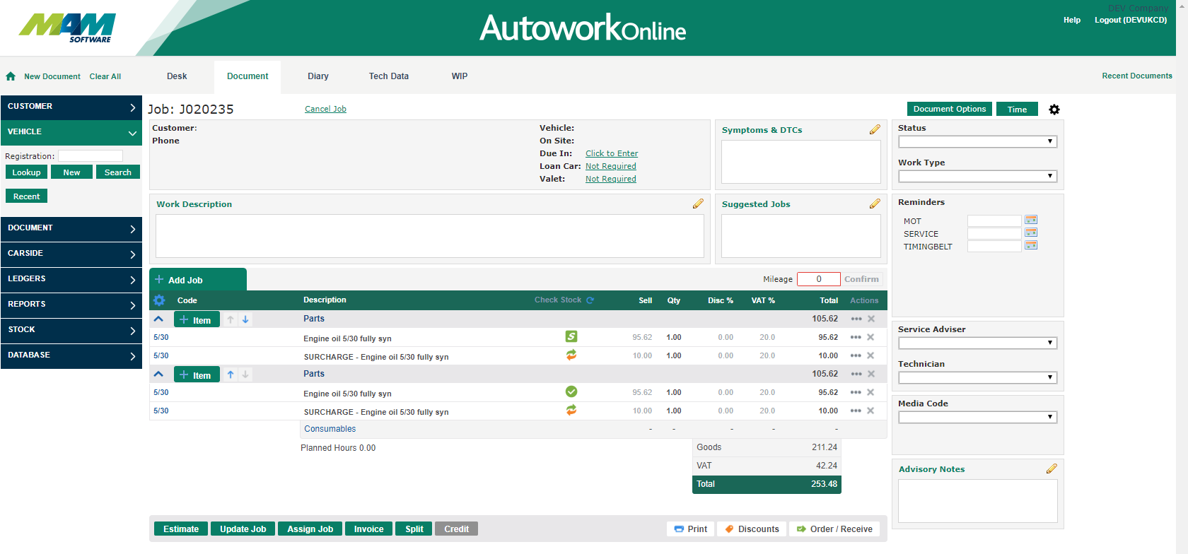 Autowork Online Screen