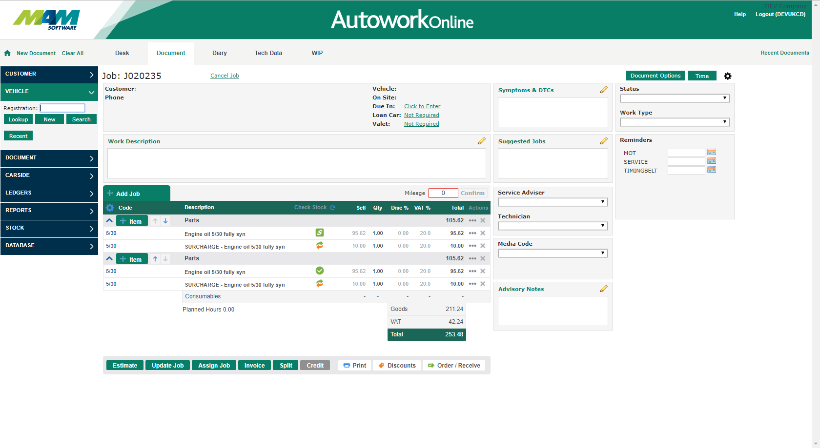 Autowork Online Screen