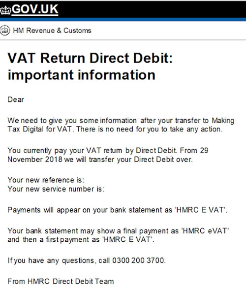 Making Tax Digital - HMRC - VAT Return Direct Debit