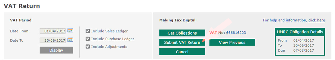 Making Tax Digital - Submit VAT Return - User Guide